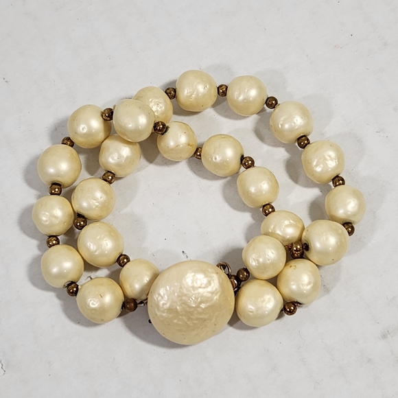 Vintage Antique Baroque glass pearl bracelet w slide clasp - Picture 4 of 10